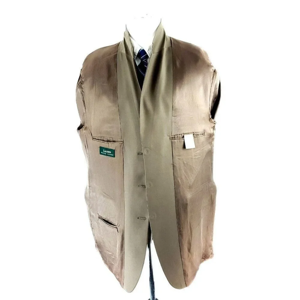 Lauren Ralph Lauren Wool Cashmere 3 Button Blazer 44L Or Slim Fit 46L Dark Beige